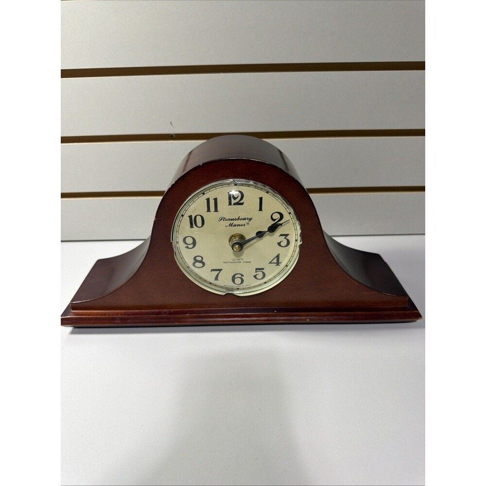 Vintage Strausbourg Manor Quartz Westminster Chime Mantle Clock Napoleon Hat